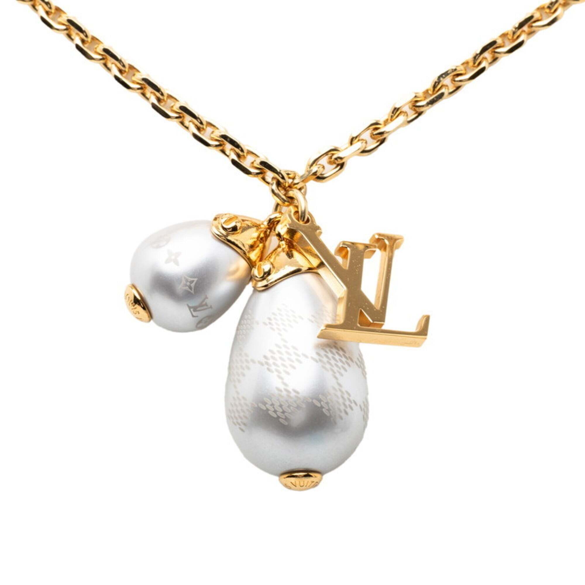 Louis Vuitton Gold Pearl Damier Necklace 1110$